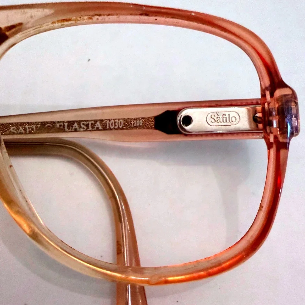 Safilo Elasta 1030 Vintage Aviator Eyeglass Frames Peach Amber Italy 58-14-145